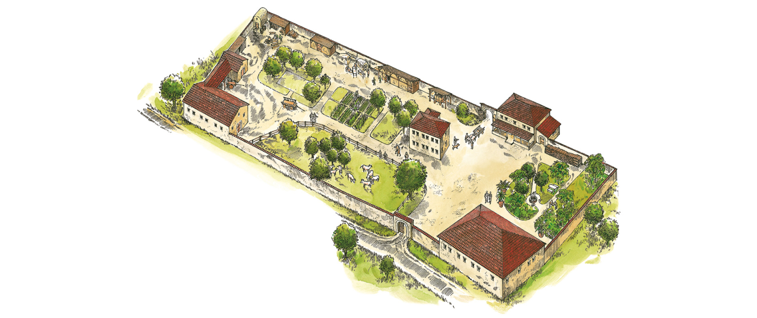Römische Villa rustica als Zeichnung